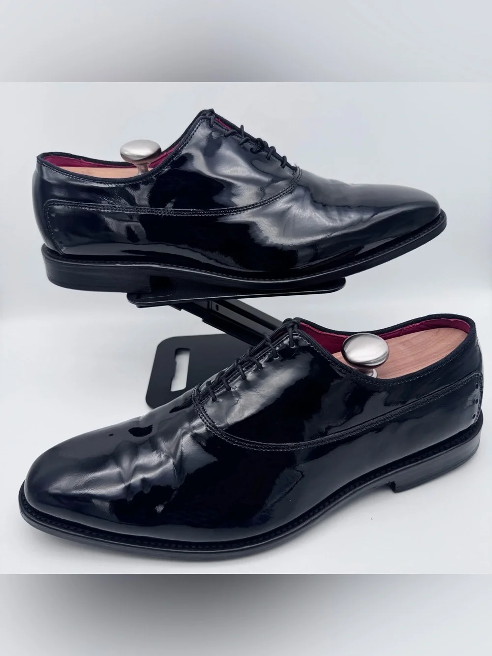 Allen Edmonds Men's 11.5 D Black Patent Leather Lace Up Oxford Dress Shoes